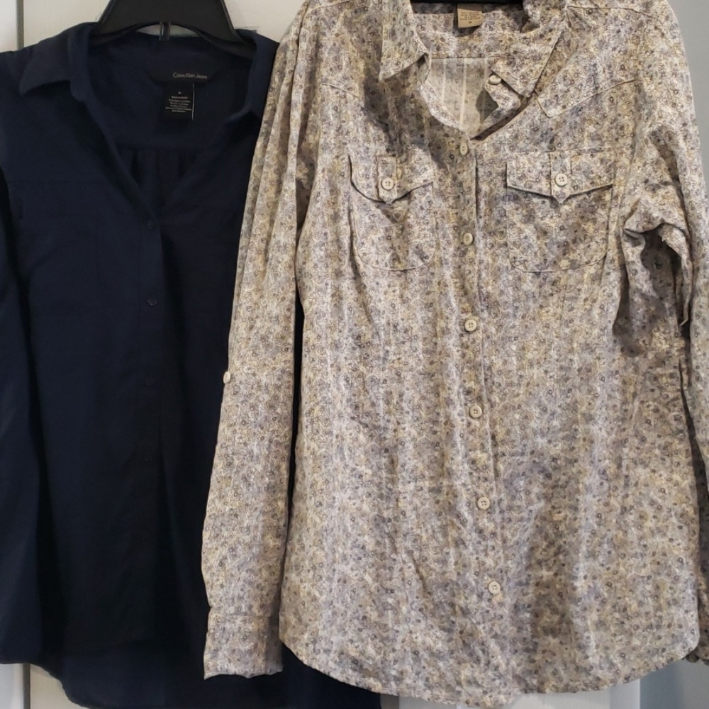 Set of two womens button down shirts